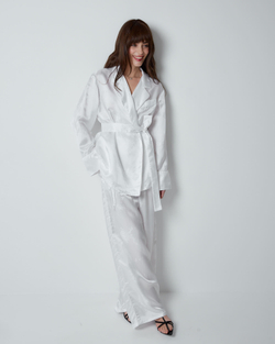 Костюм в пижамном стиле из вискозы Гуччи белый