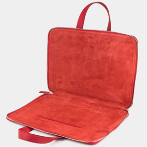 Сумка для MacBook Pro 16 - 17 с карманами из кожи теленка, красного цвета
