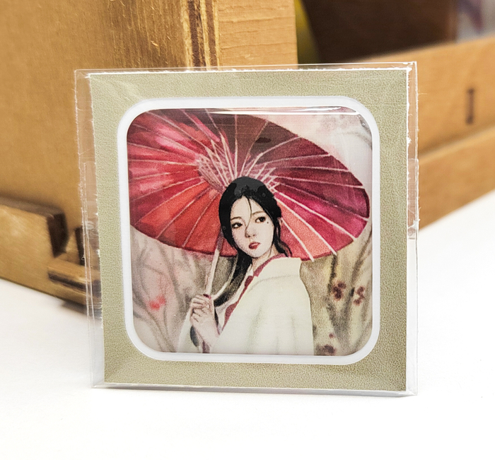 Объемная наклейка Девушка с зонтиком