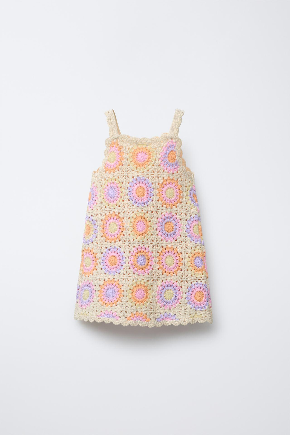 ZARA ПЛАТЬЕ ИЗ КРУЖЕВА КРОШЕ, ПАСТЕЛЬНО-РОЗОВЫЙ