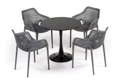 "Беллини" обеденная группа на 4 персоны, цвет темно-серый