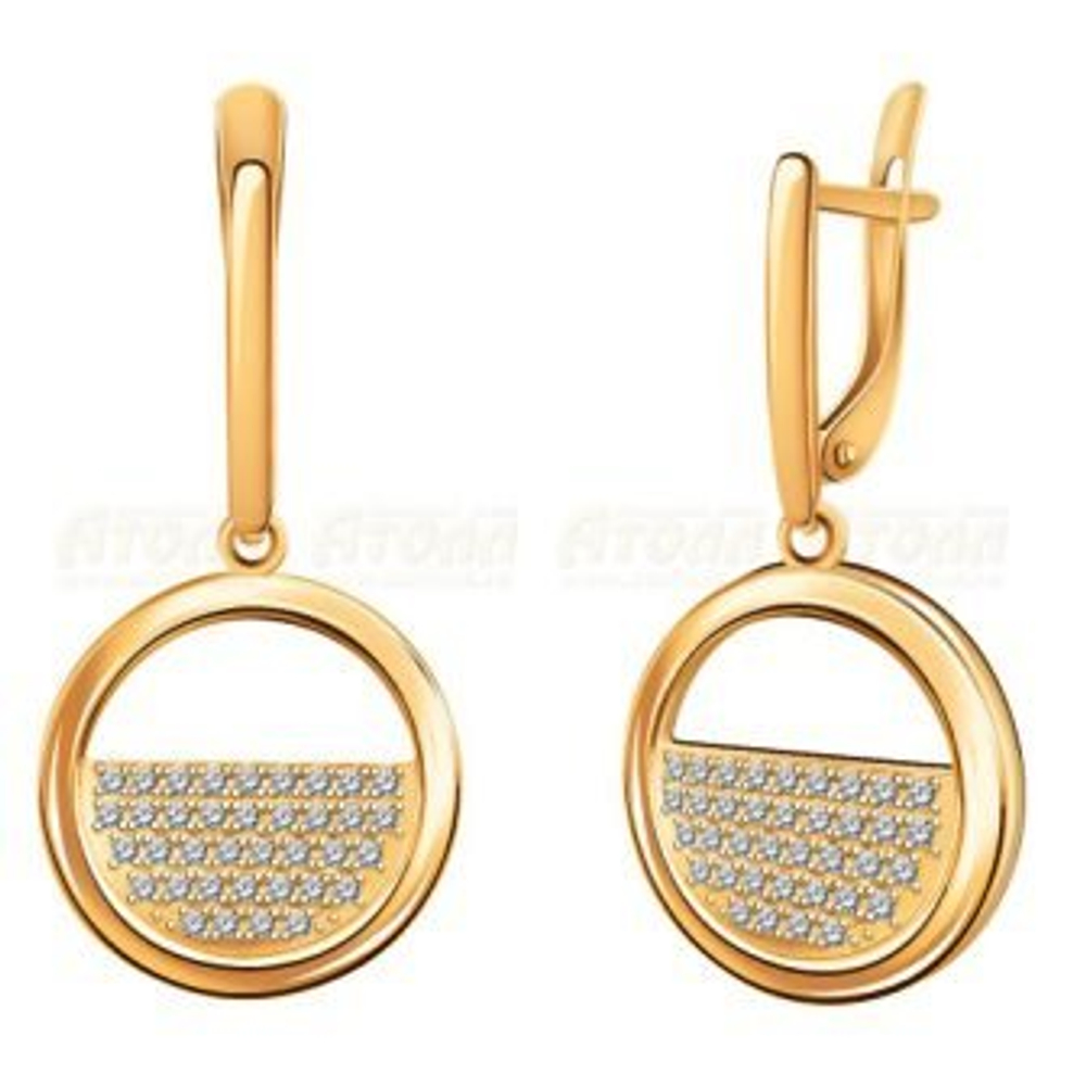 Серьги из золота с фианитами