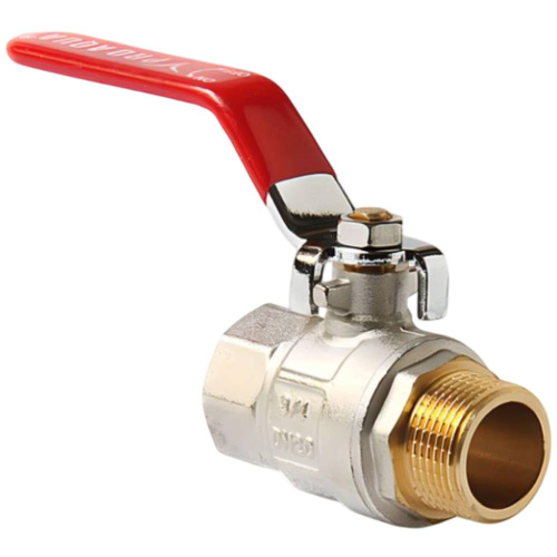 Кран VIEIR шаровый 11/2" ВН, красная ручка, никель (24/4) VR202-05