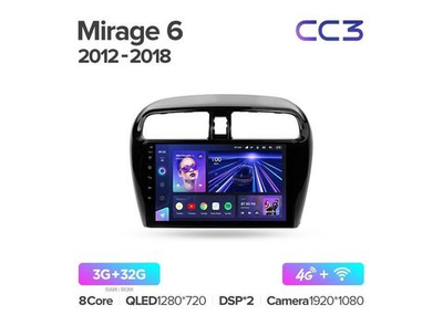 Магнитола Teyes CC3 3-32 Mitsubishi Mirage 6 2012 — 2018 9.0"