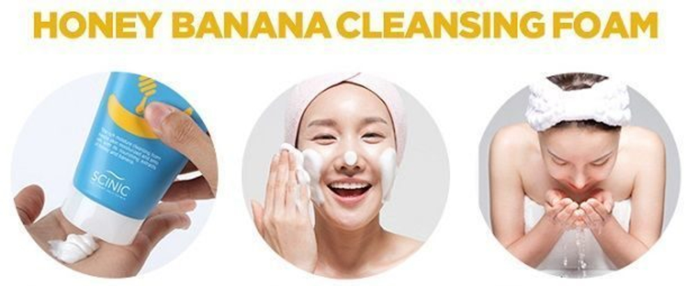 Scinic Honey Banana Cleansing Foam питательная пенка для умывания с медом и бананом