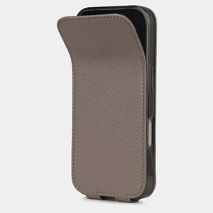 Чехол iPhone 17 Pro натуральная кожа сафьяно, серо-бежевого цвета