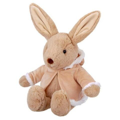 Зайка в меховом пальто с капюшоном 23*12*13см. в пакет (Relana)