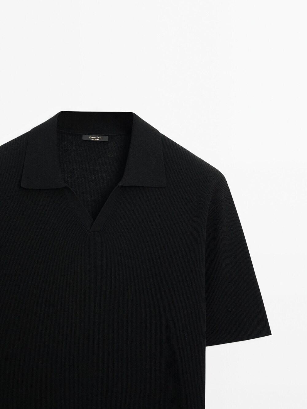 Massimo Dutti Трикотажное поло из смесового хлопка, черный