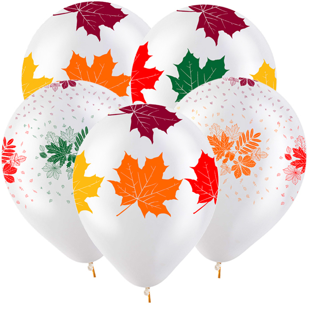 Д 12"/30 см Осенние листья Разноцветные Прозрачный 30 см.