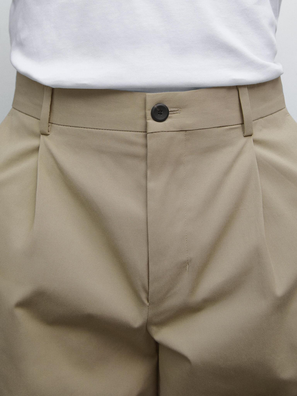 Massimo Dutti Брюки свободного кроя с вытачками, бежевый