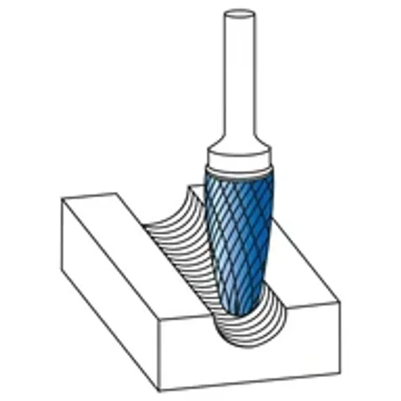 Борфреза твердосплавная LENZ форма D (сфера), 6х5,7х6х50 мм, насечка №7, без покрытия, арт. LZBD 055 N7