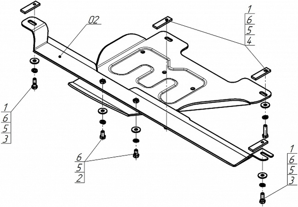 Защита алюминиевая 5 мм РК для Toyota Land Cruiser Prado 250; V=2,8D; с 2024г Motodor.32536