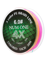 Шнур плетеный для рыбалки Ryobi NUM ONE PE4X-100M Multi Colour 3.5#/0,310 mm