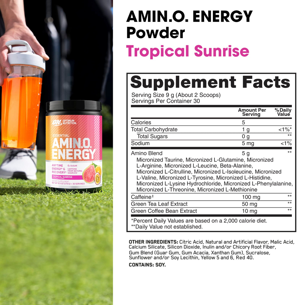 Optimum Nutrition, Essential Amin.O. Energy®, Tropical Sunrise, 270 г (9,5 унции)