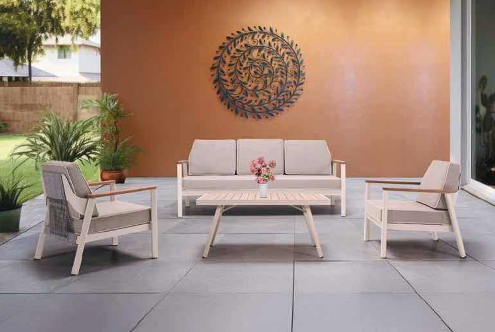 Комплект Isra Seating Set. Диван + 2 Кресла + Столл. Алюминий, ироко. Поставка 45 дней.