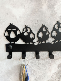 Ключница настенная Совята на 7 крючков, металл, черная