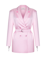 Платье-жакет из атласа с бахромой из камней, светло-розовый