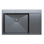 Мойка настол.монтаж 78х50 (3,0) лев. вып 3 1/2  MIXLINE PRO с ФАСКОЙ 20см с сифоном (черный графит)