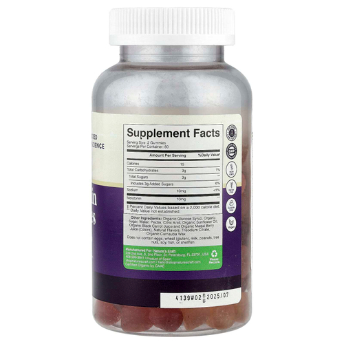 Nature's Craft, Жевательные мармеладки с мелатонином, ягодные, 120 жевательных таблеток (5 мг в 1 жевательной мармеладке)