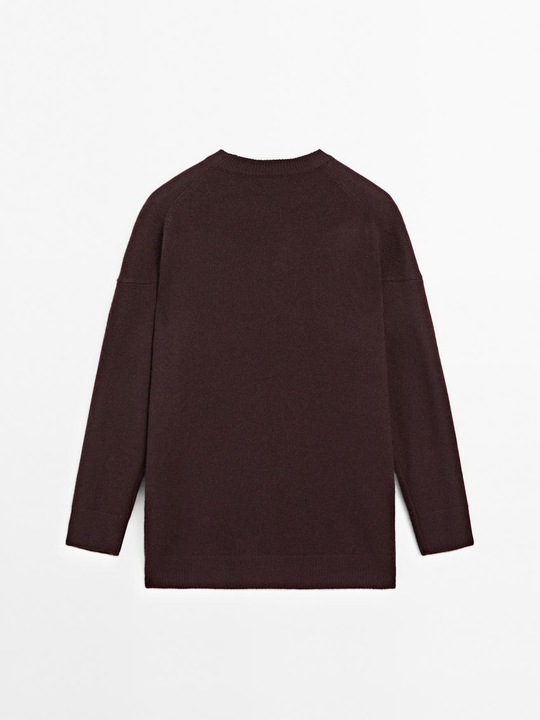 Massimo Dutti Свитер оверсайз из 100% кашемира, гранатовый