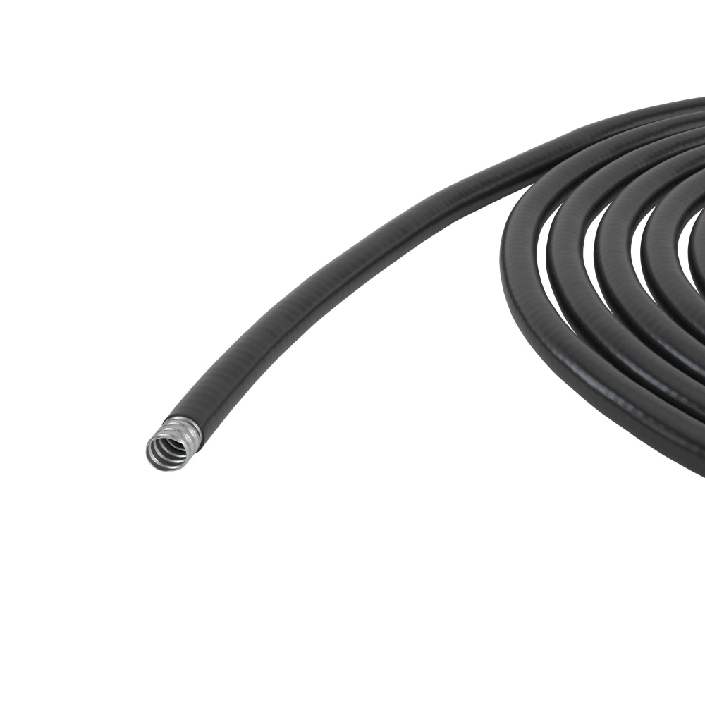 Металлорукав DN 20мм в гладкой ПВХ изоляции, Dвн 20,5 мм, Dнар 27,0, 50 м, цвет чёрный