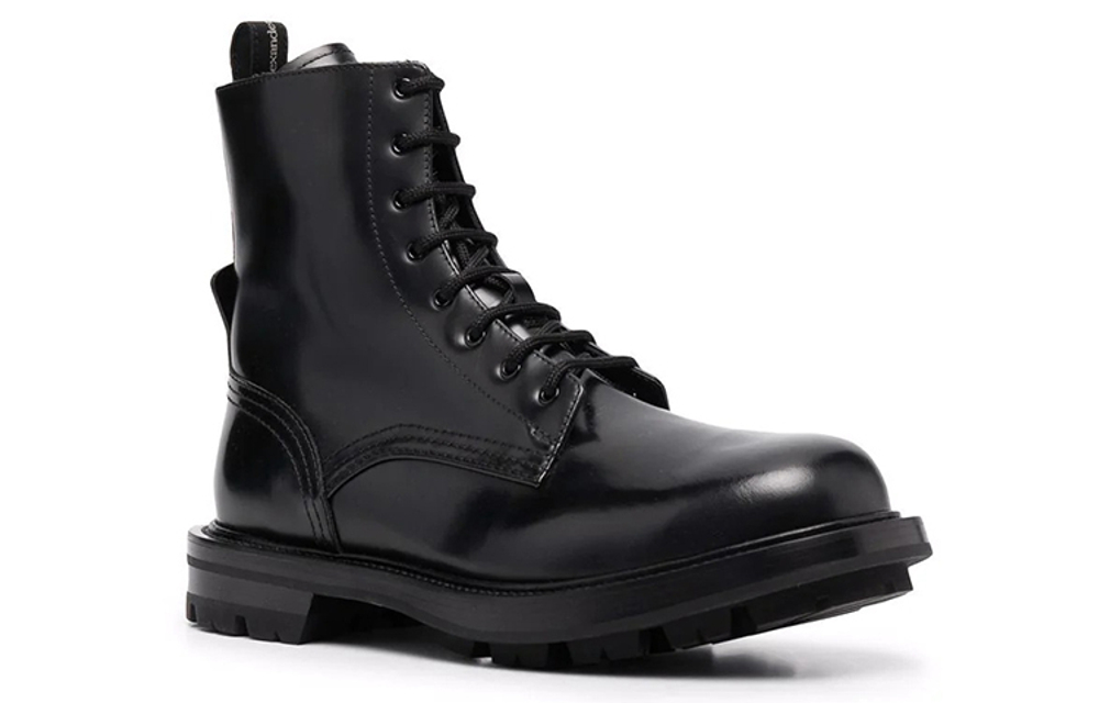 Alexander McQueen Alexander McQueen cowhide Surface Polished Short Boots Men's Black