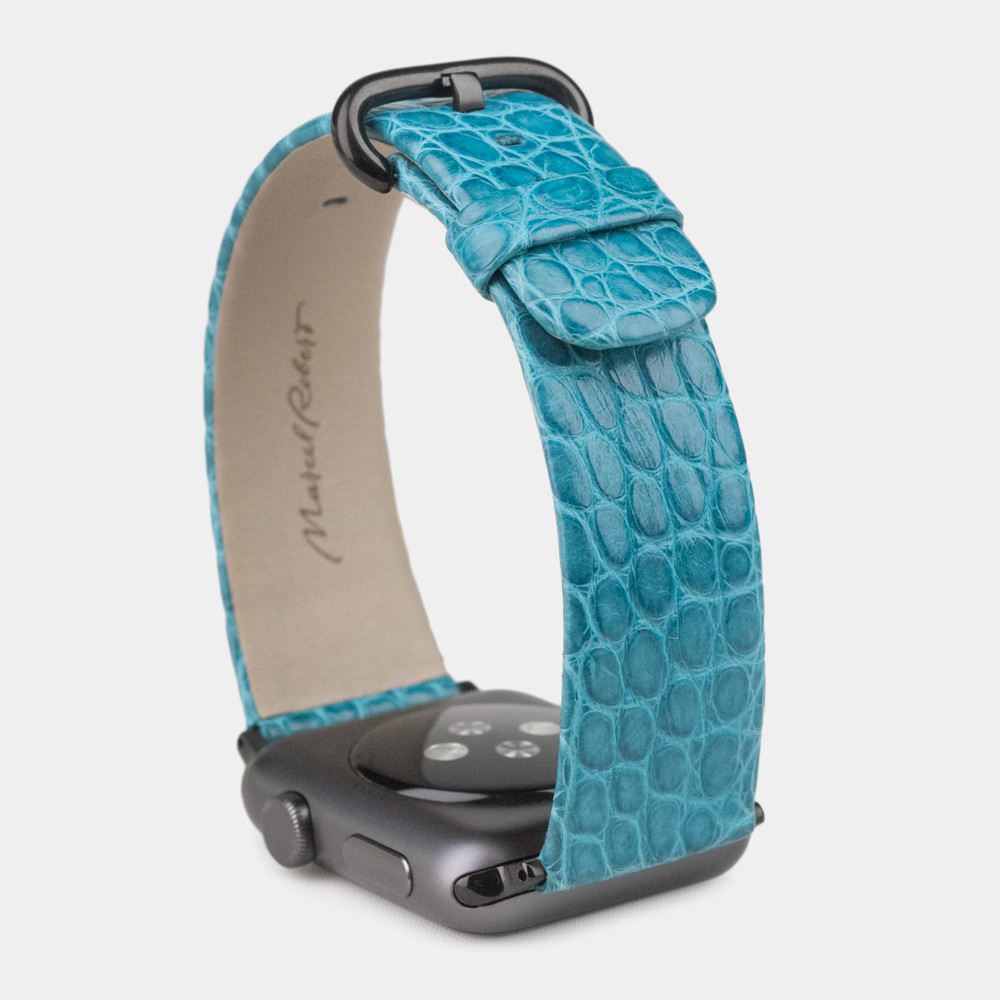 Ремешок для Apple Watch 44/45/46 mm из кожи аллигатора, цвета тиффани