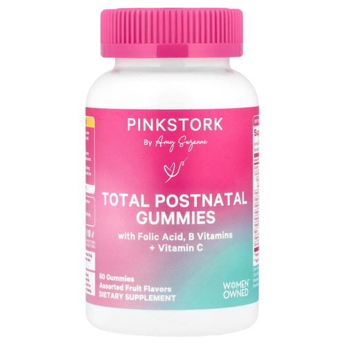 Pink Stork, Total послеродовые жевательные мармеладки, фруктовое ассорти, 60 жевательных таблеток