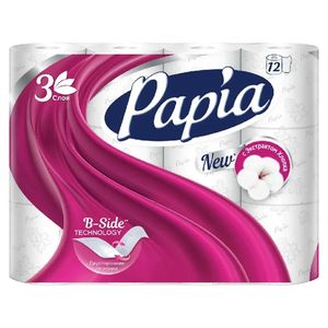 Туалетная бумага Papia white 3-ех слойная  12 рул/упак