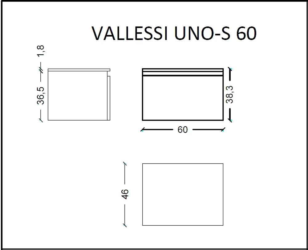 Нижняя тумба Armadi Art VALLESSI UNO-S 60 антрацит глянец