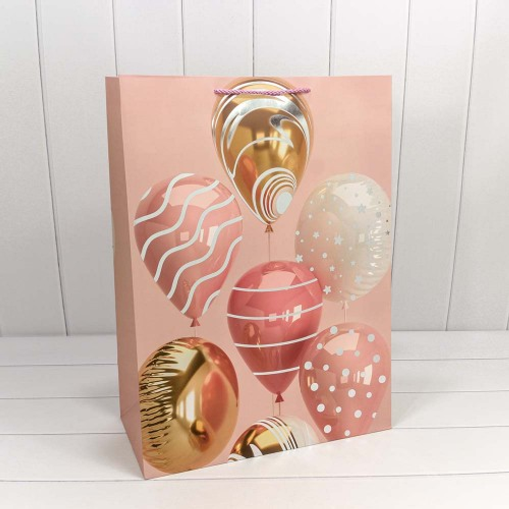 Пакет подарочный 40х55х20см Премиум "Воздушные шары" (Микс)
