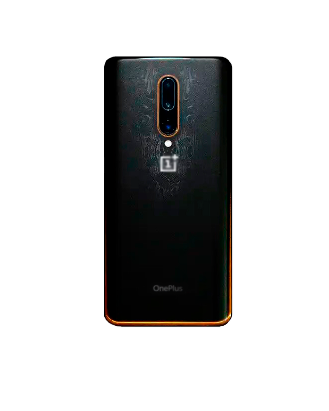 Задняя крышка для OnePlus 7T Pro черно-оранжевая (McLaren Edition) со стеклом камеры