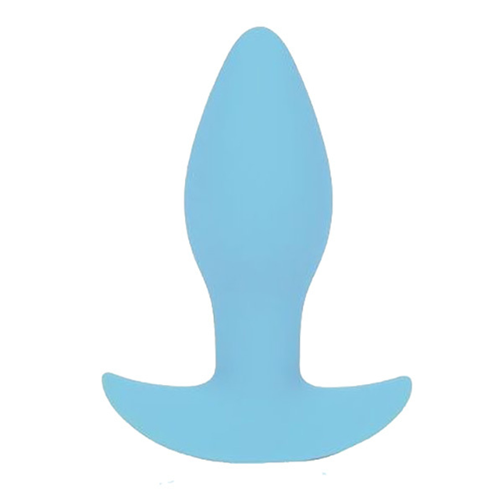 Голубая коническая анальная вибровтулка 8,5см с ограничителем Bior Toys ST-40178-12