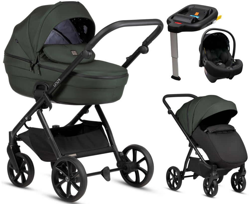 Детская коляска Tutis Uno 6 Plus Essential collection 4 в 1 с автокреслом Elo Lux EduSky Black и базой 1602144 Pistaccio