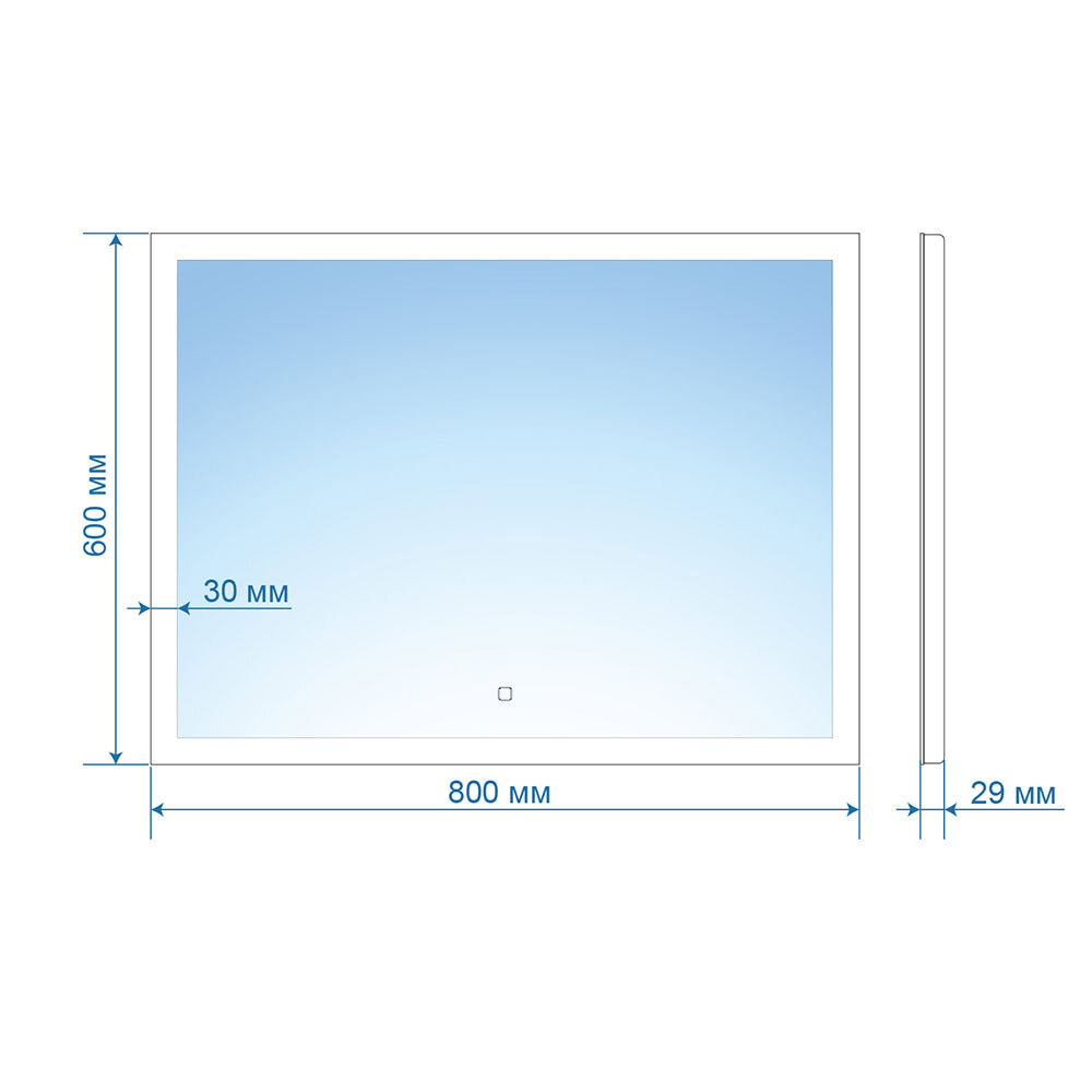 Зеркало с подсветкой в ванную Норман Neo, 80x60 см (сенсорный выключатель, холодный свет)