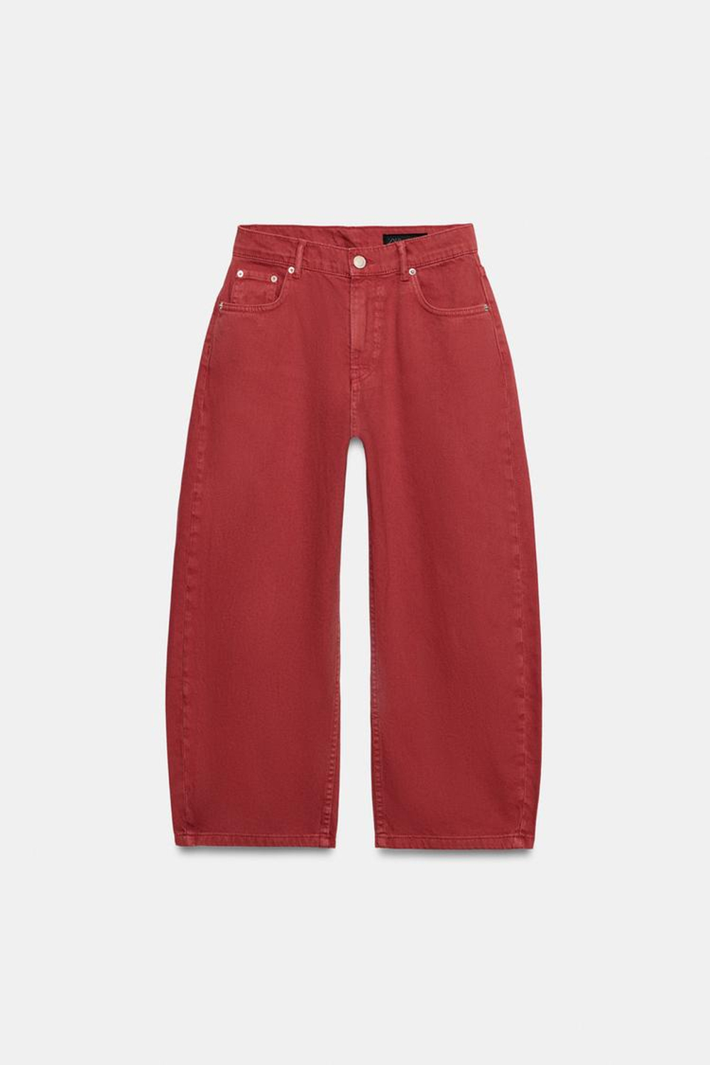 ZARA ДЖИНСЫ КАПРИ BALLOON СО СРЕДНЕЙ ПОСАДКОЙ — ZW COLLECTION, КРАСНЫЙ