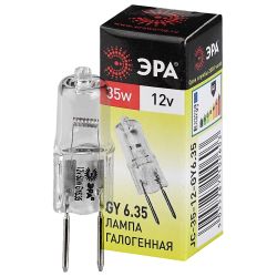 Лампа галогенная ЭРА GY6.35-JC-35W-12V GY6.35 35Вт капсула теплый белый свет | Лампы галогенные Капсульные (G4, G9)