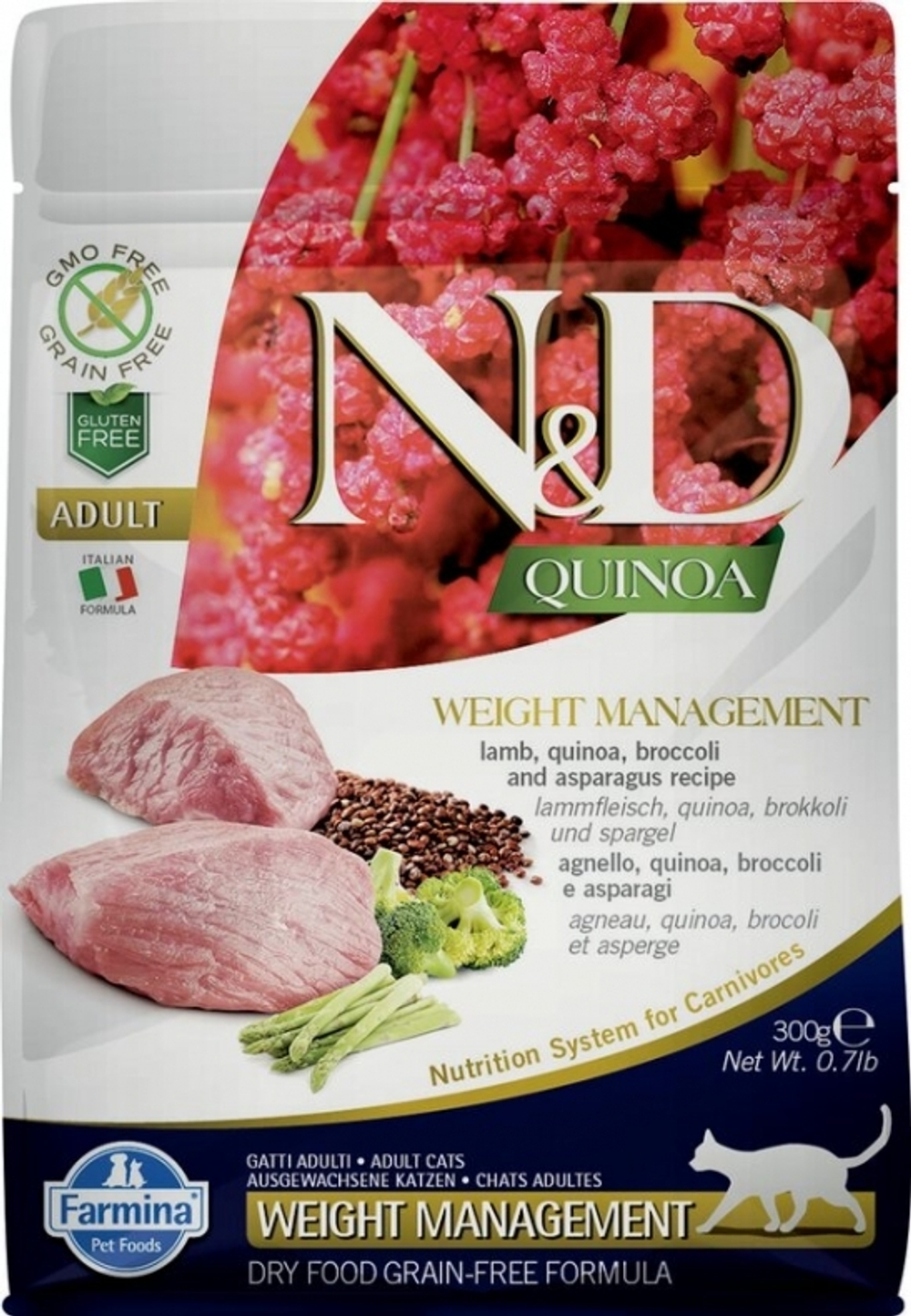 Сухой корм Farmina N&D Quinoa Cat Adult Weight Management с ягненком для кошек с избыточным весом 1,5 кг