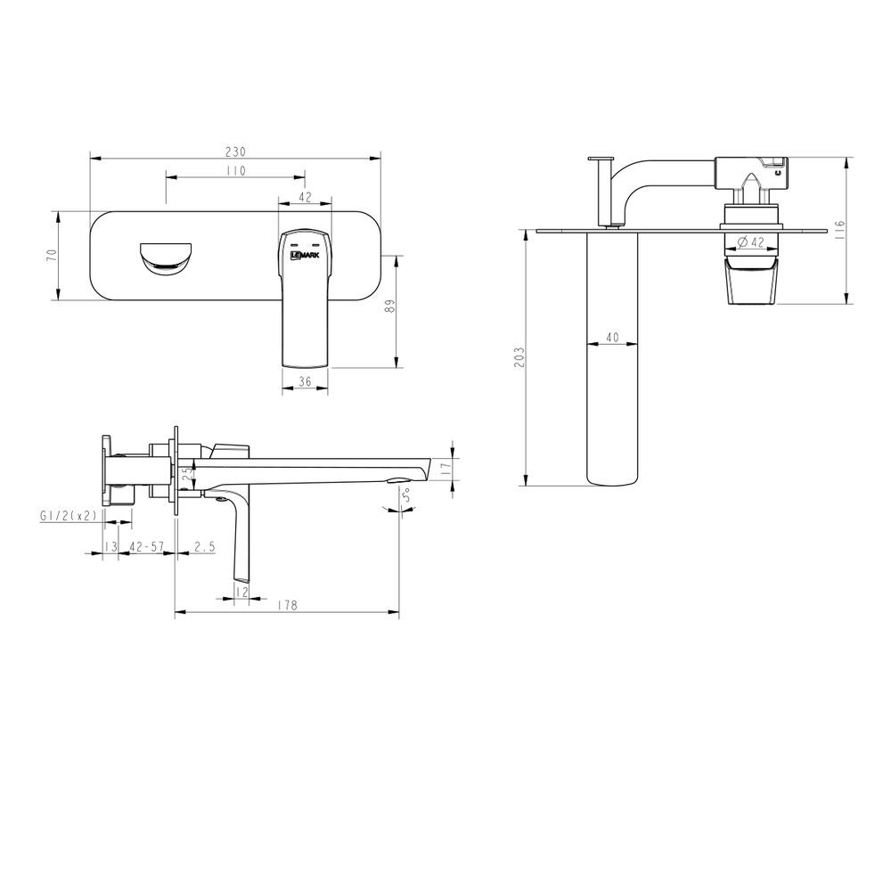 Смеситель Lemark Ursus LM7226BL для раковины, встраиваемый