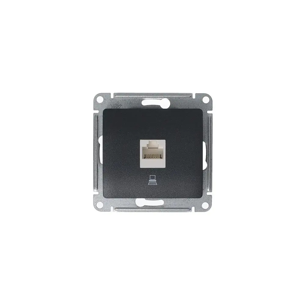 GLOSSA РОЗЕТКА компьютерная RJ45 кат. 5e, механизм, АНТРАЦИТ