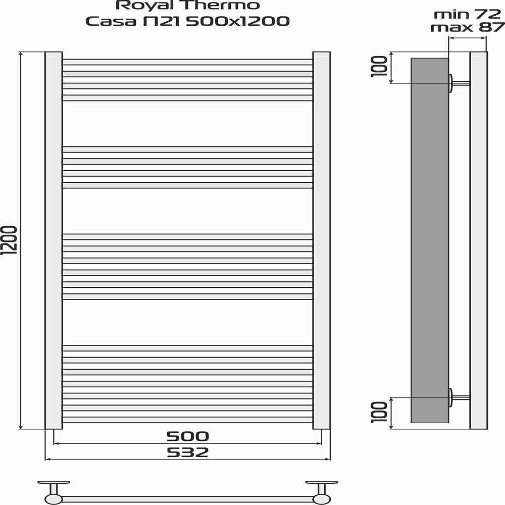 Полотенцесушитель Royal Thermo Casa П21 500х1200 стальной