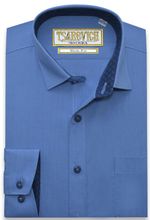 Приталенная голубая сорочка со вставками TSAREVICH