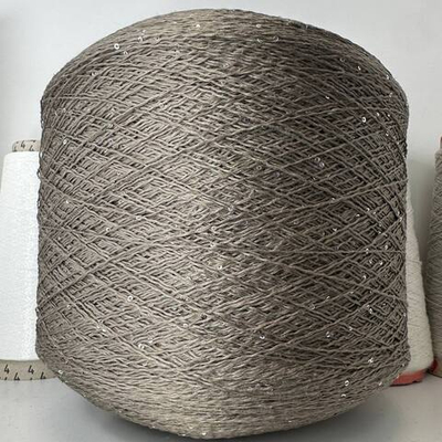 LINETTE PAILLETES - 80% лен, 20% п/а, микропайетки 2мм, ; 450м\100гр; цвет: тауп, пайетки серебро