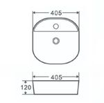 Раковина накладная овальная, с полочкой для смесителя 405x405x120 мм SPIN 40 CG.23597 мрамор белый