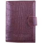 Обложка на паспорт, Спейс, кожзам + изолон, под крокодила, с кнопкой, с подкладом, терракотовая