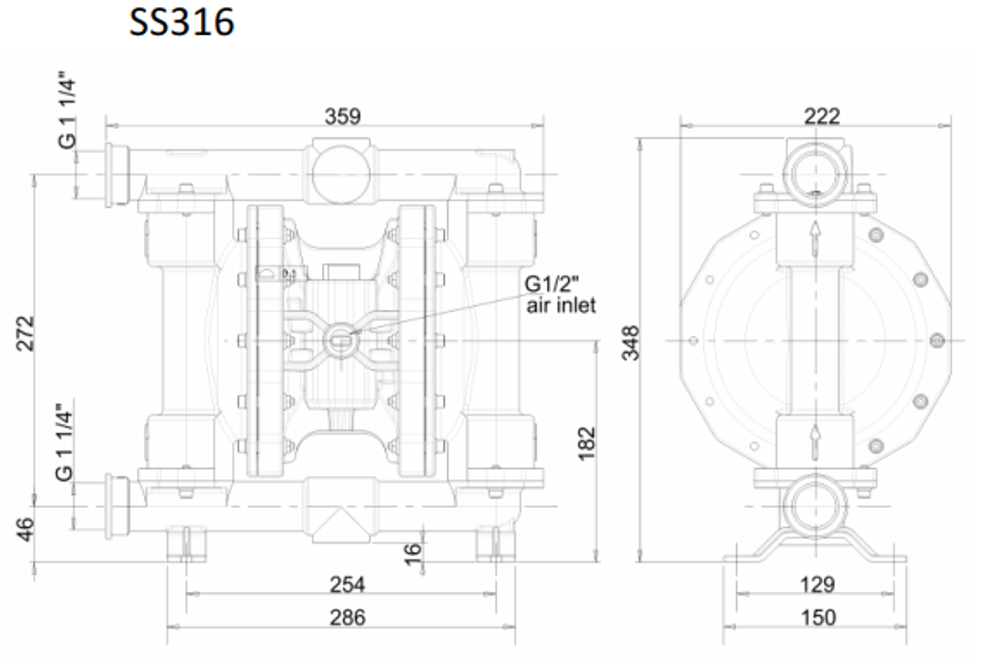 Yartek AF0250 - мембранный пневматический насос