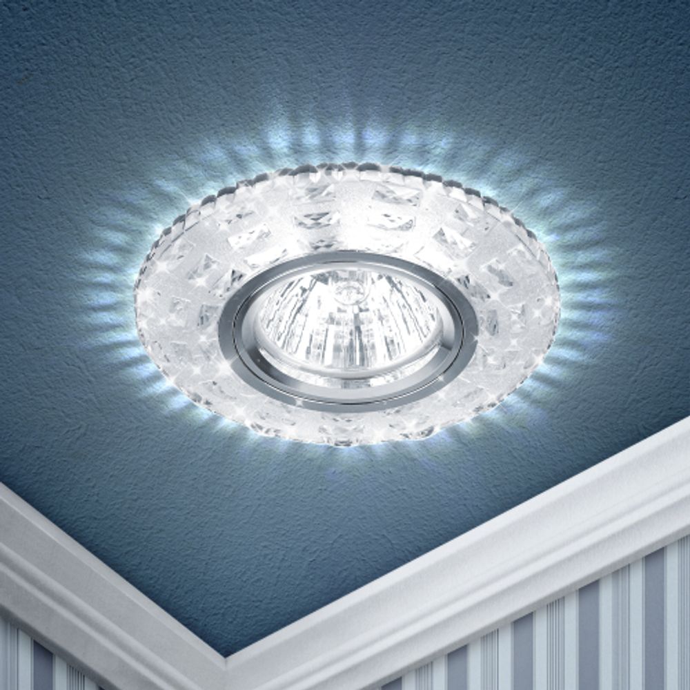 Светильник встраиваемый cо светодиодной подсветкой ЭРА DK LD8 SL/WH под лампу MR16 GU5.3 прозрачный | Встраиваемые LED светильники