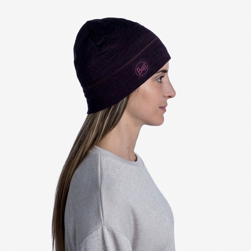 Тонкая шерстяная шапка Buff Hat Wool Iightweight Solid Deep Purple Фото 2