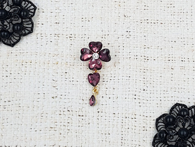 Брошь, р. 5х2 см, бордовый