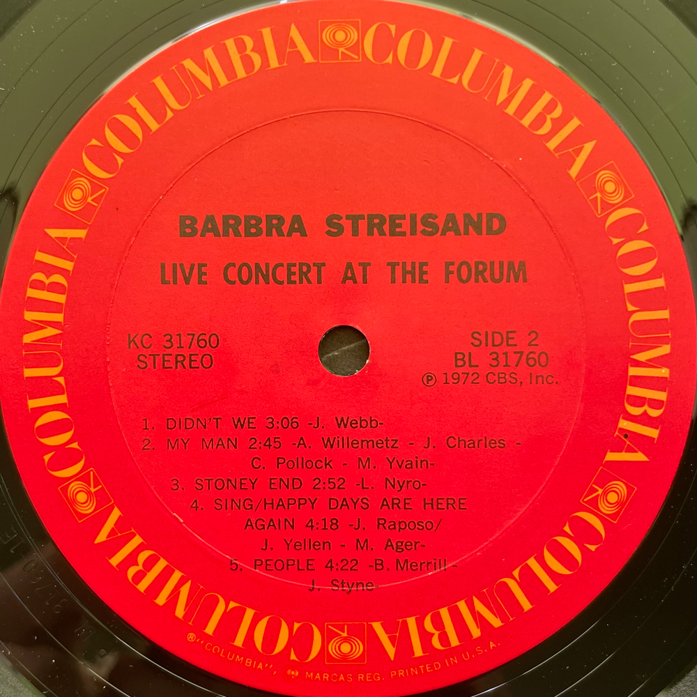 Barbra Streisand ‎– Live Concert At The Forum (США 1972г.)